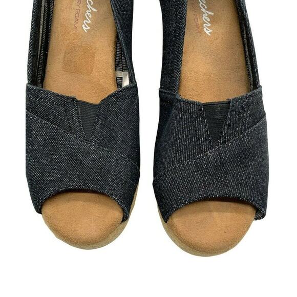 Skechers Memory Foam Shoes Women's Size 9 Wedges Open Toe Slip On Espadrilles - Picture 6 of 9